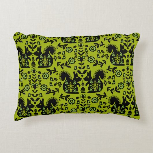 リスレル北欧スカンジナビアフォークアート アクセントクッション (正面)