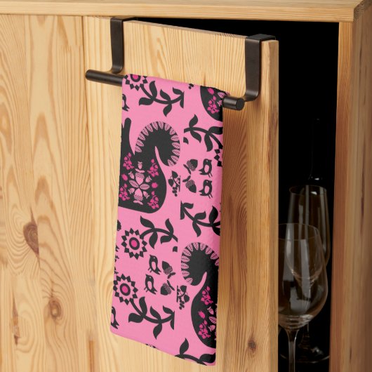 リスレル北欧スカンジナビアフォークアート キッチンタオル (三つ折り)