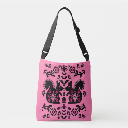 リスレル北欧スカンジナビアフォークアート クロスボディバッグ (正面)