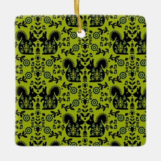 リスレル北欧スカンジナビアフォークアート セラミックオーナメント (正面)