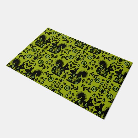 リスレル北欧スカンジナビアフォークアート ドアマット (アングル)