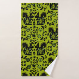 リスレル北欧スカンジナビアフォークアート バスタオル