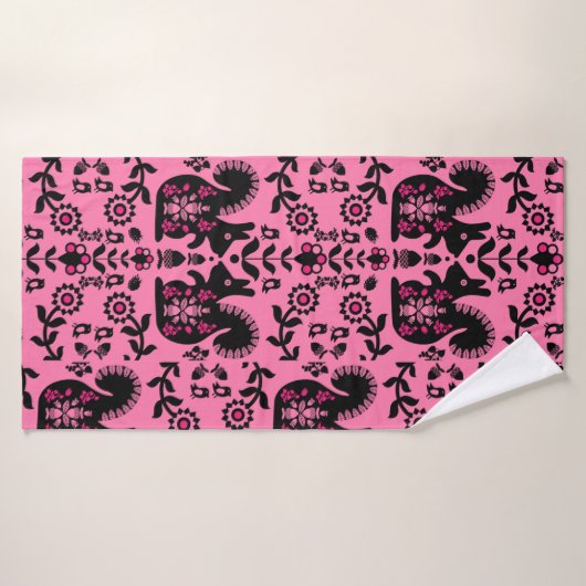 リスレル北欧スカンジナビアフォークアート バスタオル (バスタオル)