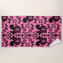 リスレル北欧スカンジナビアフォークアート ビーチタオル