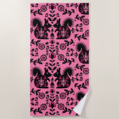 リスレル北欧スカンジナビアフォークアート ビーチタオル (正面)