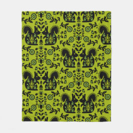 リスレル北欧スカンジナビアフォークアート フリースブランケット