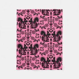 リスレル北欧スカンジナビアフォークアート フリースブランケット