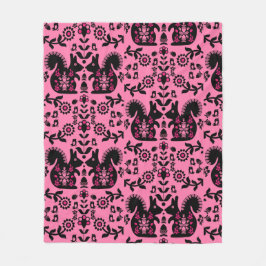 リスレル北欧スカンジナビアフォークアート フリースブランケット