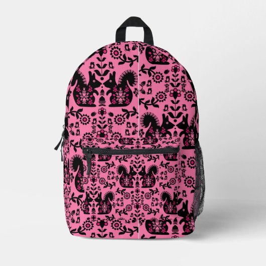 リスレル北欧スカンジナビアフォークアート プリントバックパック (正面)