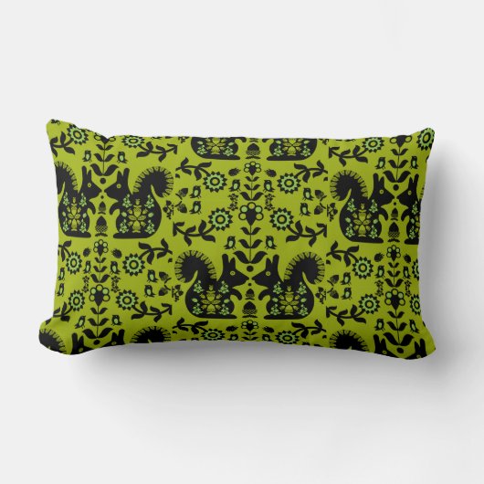 リスレル北欧スカンジナビアフォークアート ランバークッション (正面)