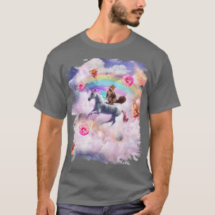 リス乗りユニコーン,レインボピザドーナツ Tシャツ