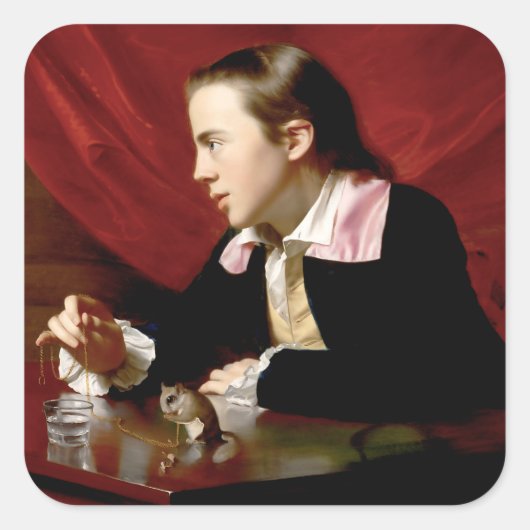 リス付きの少年 スクエアシール (正面)