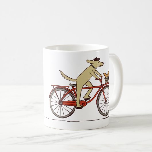 リス付きドッグライディングバイク – かわいい動物のアート コーヒーマグカップ (正面右)