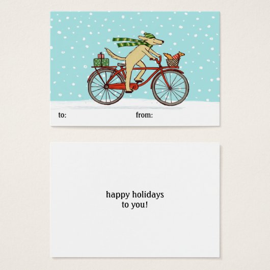 リス付き乗用自転車ホリデーギフトラベル (正面&裏面)