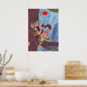 リス付き木材小妖精や小人 ポスター (キッチン)