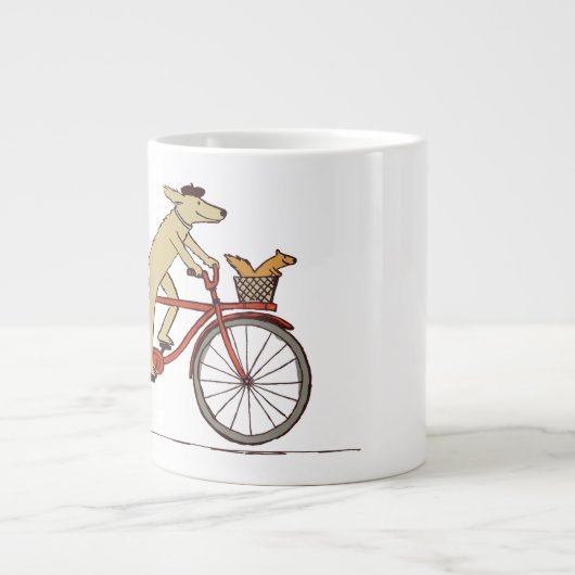 リス付き犬の乗用自転車 – おもしろい動物アート ジャンボコーヒーマグカップ (正面)