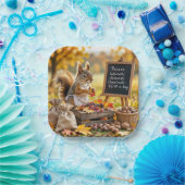 リス付き秋の農園 ペーパープレート (パーティー)