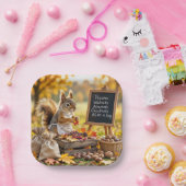 リス付き秋の農園 ペーパープレート (パーティー)