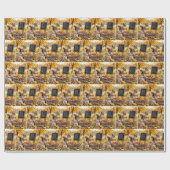 リス付き秋の農園 ラッピングペーパー (フラット)