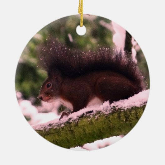 リス冬のフォトサークルオーナメント セラミックオーナメント (裏面)