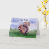 リス勉強誕生日 カード (黄色い花)