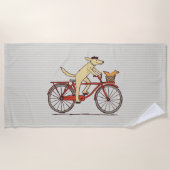 リス動物アートが登場する自転車に乗るおもしろい|過去記事 ビーチタオル (正面)