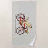 リス動物アートが登場する自転車に乗るおもしろい|過去記事 ビーチタオル (正面)