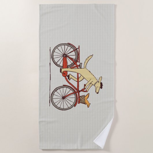 リス動物アートが登場する自転車に乗るおもしろい|過去記事 ビーチタオル (正面)