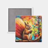 リス動物ポートレートカラフル絵画ズ マグネット (正面/裏面)