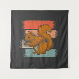 リス動物レトロ タペストリー