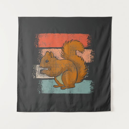 リス動物レトロ タペストリー (正面)