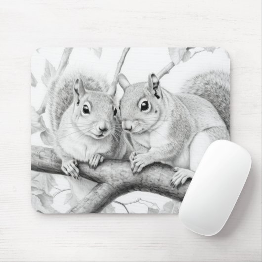 リス動物発見ワイルド自然インクスケッチ マウスパッド (マウス)