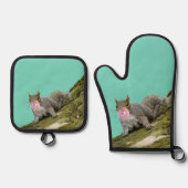 リス吹ルの泡の動物の写真 鍋つかみ&鍋敷きセット (正面)