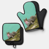 リス吹ルの泡の動物の写真 鍋つかみ&鍋敷きセット (正面/裏面)