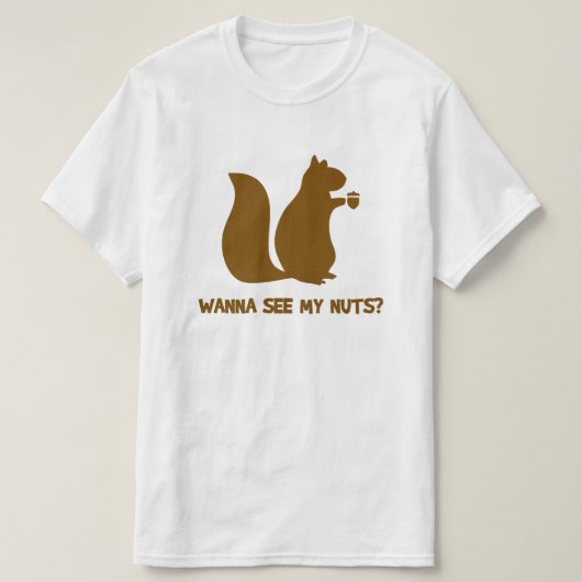 リス好きのためのおもしろ雑貨 リスのナツを見たい? Tシャツ (デザイン正面)