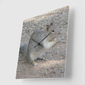 リス好きの写真愛らしい灰色の森の動物 スクエア壁時計 (傾斜)