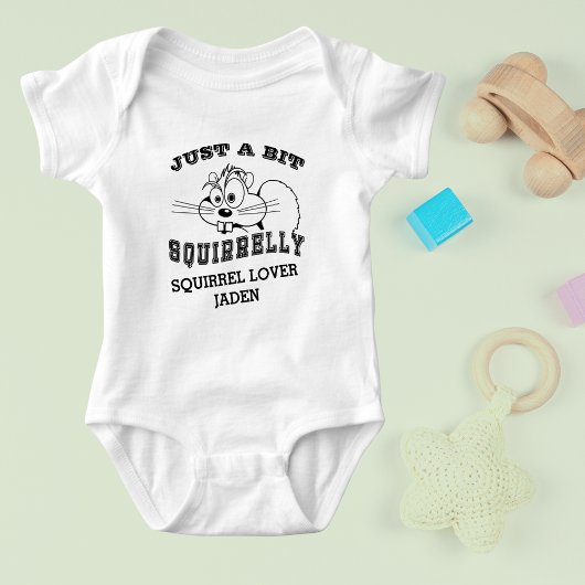 リス愛リスの黒いアートの名前 ベビーボディスーツ