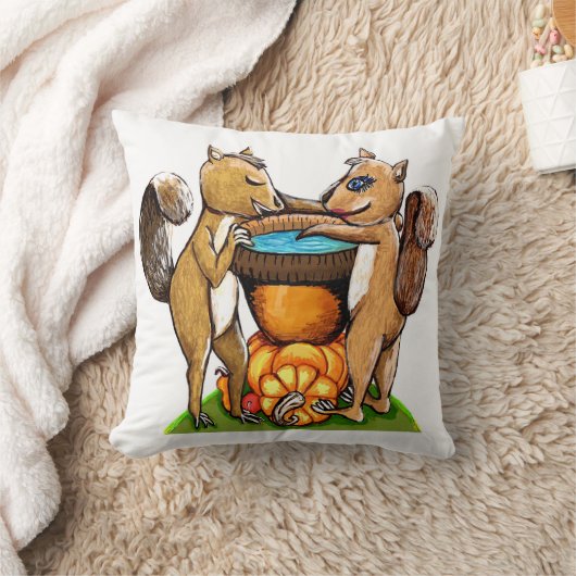 リス愛秋 クッション (ブランケット)