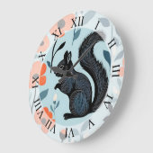 リス春の花アート ラージ壁時計 (傾斜)
