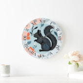 リス春の花アート ラージ壁時計 (ホーム)