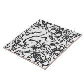 リス白黒アートスケッチウッドランドアニマル タイル (側面)