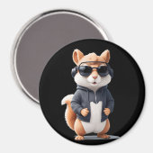 リス着用フード付きスウェットシャツおもしろいクール動物ベクター マグネット (正面/裏面)