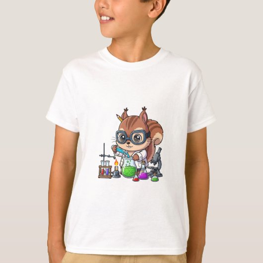 リス科学者ラボ実験キッズ Tシャツ (正面)