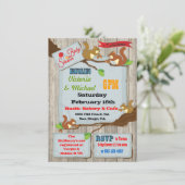 リス素朴ツインベビーシャワー招待状 招待状 (スタンド正面)