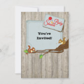 リス素朴ツインベビーシャワー招待状 招待状 (裏面)