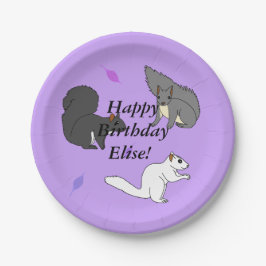 リス紫誕生日 ペーパープレート