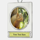 リス自然動物撮影ポートレート シルバープレートバナーオーナメント (左)