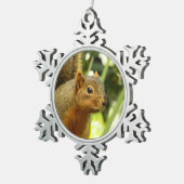 リス自然動物撮影ポートレート スノーフレークピューターオーナメント (右)