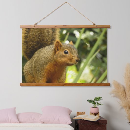 リス自然動物撮影ポートレート 吊り下げ型タペストリー (寝室)