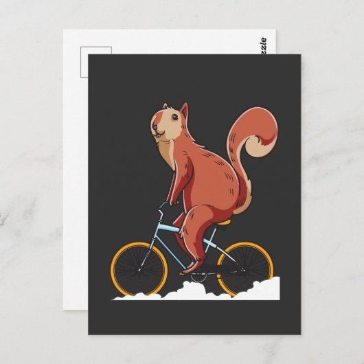リス自転車かわいい齧歯動物バイクもしくは自転車に乗る人 ポストカード (正面/裏面)